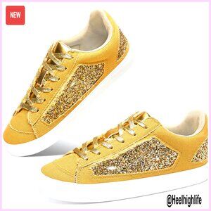 Glitter Sequin Canvas Sneakers, Lace Up, Comfortable, Wedding Party Shoes